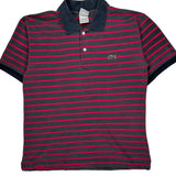 Lacoste Striped Polo Shirt - Large Gray Cotton