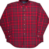 Ralph Lauren Checked Flannel Shirt - Large Red Cotton