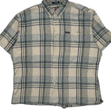 Chaps Ralph Lauren Checked Short Sleeve Shirt - 2XL Beige Linen Blend