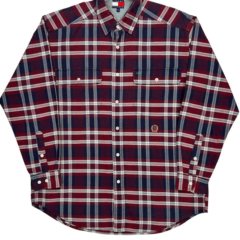 Tommy Hilfiger Checked Flannel Shirt - Small Blue Cotton