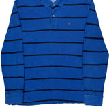 Tommy Hilfiger Striped Long Sleeve Polo Shirt - XL Blue Cotton