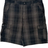 Wrangler Checked Cargo Shorts - 38W 11L Black Cotton