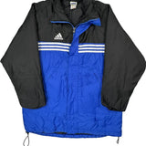 Adidas Striped Track Jacket - Large Blue Polyester