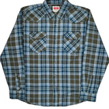 Wrangler Checked Flannel Shirt - Large Blue Cotton
