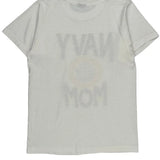 Single Stitch Navy Mom Screen Stars Graphic T-Shirt - Medium White Cotton Blend