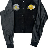 Age 10 Los Angeles Lakers Ultra Game Cropped Varsity Jacket - Large Black Polyester