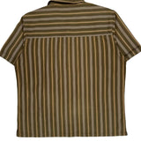 Jack Wolfskin Striped Short Sleeve Shirt - Large Brown Cotton