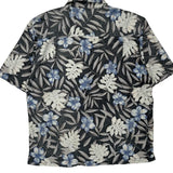 Op Floral Hawaiian Shirt - Large Black Cotton