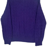 Polo By Ralph Lauren Cable Knit Sweater - Large Purple Cotton