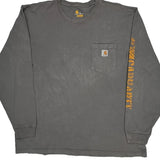 Carhartt Spellout Long Sleeve T-Shirt - XL Grey Cotton