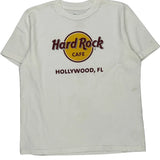 Hollywood, Fl Hard Rock Cafe Graphic T-Shirt - Medium White Cotton