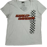 Harley Davidson Graphic T-Shirt - Large White Cotton