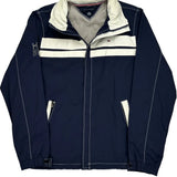 Tommy Hilfiger Striped Windbreaker - Small White Polyester