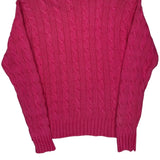 Polo By Ralph Lauren Cable Knit Sweater - Large Pink Cotton