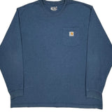 Carhartt Long Sleeve T-Shirt - 2XL Blue Cotton