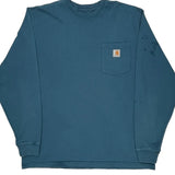 Carhartt Long Sleeve T-Shirt - Large Blue Cotton