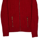 Ralph Lauren Cable Knit Zip Up - Small Red Cotton