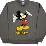 Mickey Mouse Jerzees Cartoon Sweatshirt - XL Grey Cotton Blend
