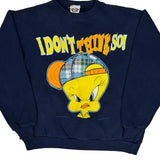 Tweety Bird Looney Tunes Cartoon Sweatshirt - Large Blue Cotton