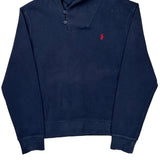 Polo By Ralph Lauren Shawl Sweater - Large Navy Cotton