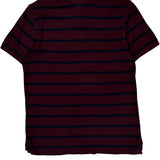 Tommy Hilfiger Striped Polo Shirt - Medium Burgundy Cotton