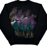 Fly Wild Hanes Graphic Sweatshirt - Medium Black Cotton Blend
