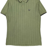 Chaps Ralph Lauren Striped Polo Shirt - Medium Green Cotton