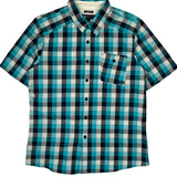 Oakley Checked Short Sleeve Shirt - Large Blue Cotton