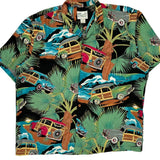 Diamond Head Graphic Hawaiian Shirt - Large Multicoloured Cotton