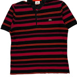 Lacoste Striped Polo Shirt - Small Orange Cotton