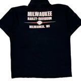 Milwaukee Harley Davidson Polo Shirt - Large Black Cotton
