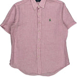 Ralph Lauren Checked Short Sleeve Shirt - Large Pink Cotton
