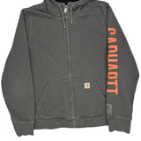 Carhartt Spellout Hoodie - Large Gray Cotton Blend