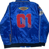 Championship Patches Brooklyn Cloth Graphic Bomber Jacket - Large Blue Polyester