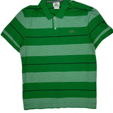 Lacoste Striped Polo Shirt - Large Green Cotton