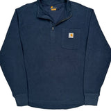 Relaxed Fit Carhartt Long Sleeve T-Shirt - Large Blue Cotton