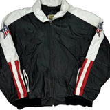 USA Flag Phase 2 Graphic Leather Jacket - XL Black Leather