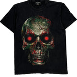 Skull With Snake And Red Eyes Rock Chang Single Stitch T-Shirt - Medium Black Cotton