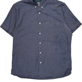 Lacoste Checked Short Sleeve Shirt - Medium Blue Cotton