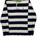 Polo By Ralph Lauren Striped Rugby Shirt - Medium Navy Cotton