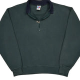 Made In USA Russell Athletic Collared Zip Up - Large Green Cotton