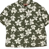 Caribbean Joe Floral Hawaiian Shirt - XL Green Viscose