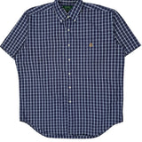 Ralph Lauren Checked Short Sleeve Shirt - Large Blue Cotton
