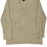 Ralph Lauren V-Neck Jumper - Large Beige Cotton Blend