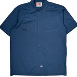 Dickies Short Sleeve Shirt - Large Blue Cotton