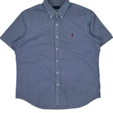 Ralph Lauren Checked Short Sleeve Shirt - XL Blue Cotton
