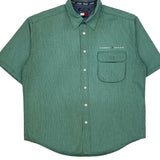 Tommy Jeans Striped Short Sleeve Shirt - Large Green Cotton