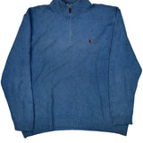 Vintage Polo By Ralph Lauren 1/4 Zip - XL Blue Cotton
