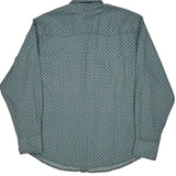 Wrangler Patterned Shirt - XL Blue Cotton Blend