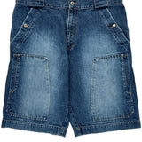 Sean John Double Knee Denim Shorts - 39″ Waist Blue Cotton